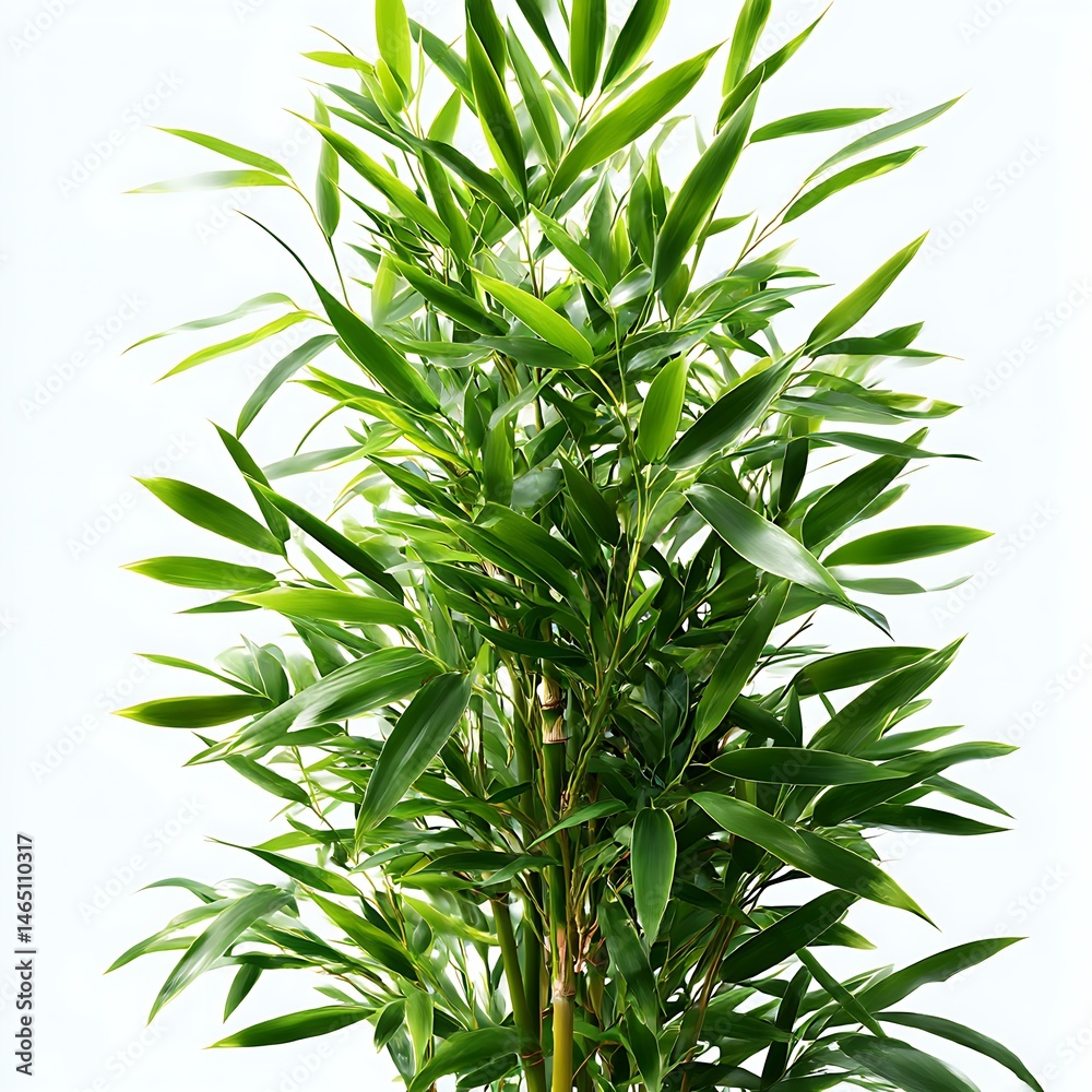 Obraz premium A cluster of bamboo stalks rises against a stark white background