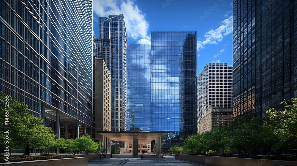 Obraz premium Warm light falling on Chicago skyline at sunset high resolution picture