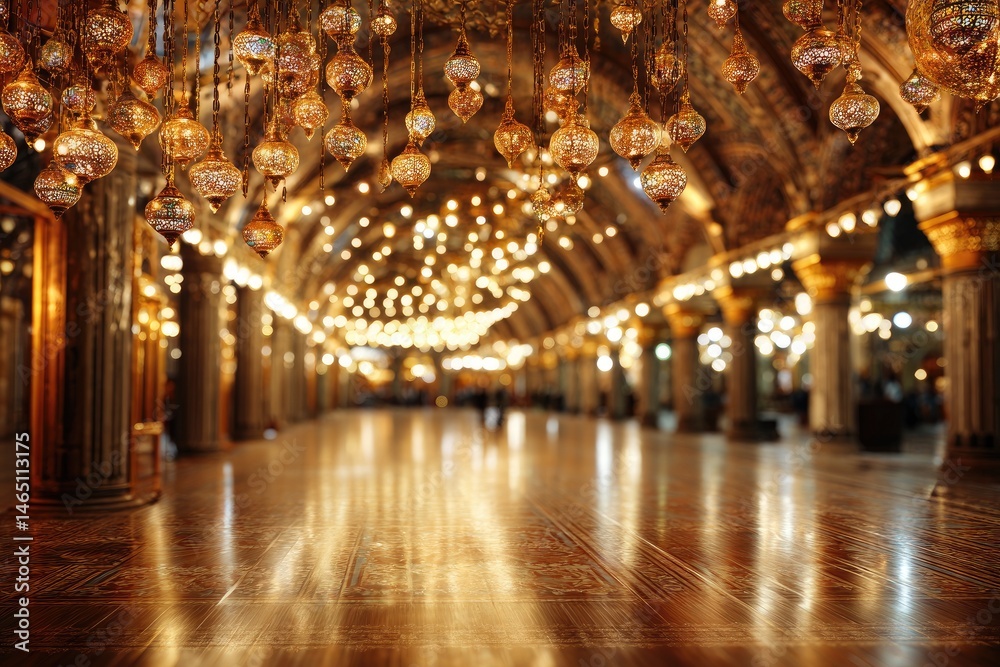 Obraz premium Mosque interior, ornate lights