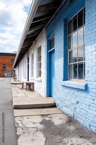 Obraz na płótnie Vibrant exterior of an antique factory with colorful signage and production areas in a historic location w salonie