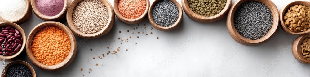 Colorful pet food station with various animal feeds in an imaginative and open design