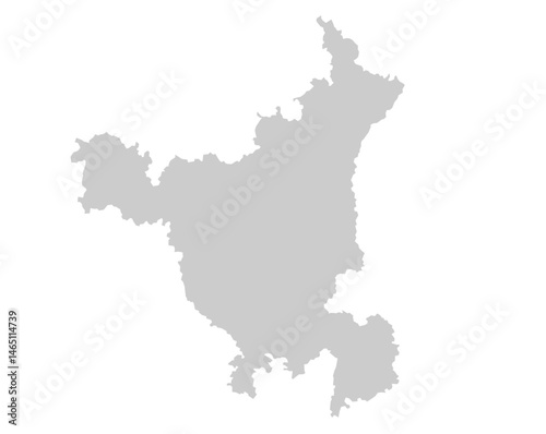 Gray Map of Haryana, India
