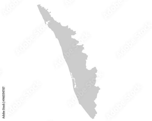 Gray Map of Kerala, India