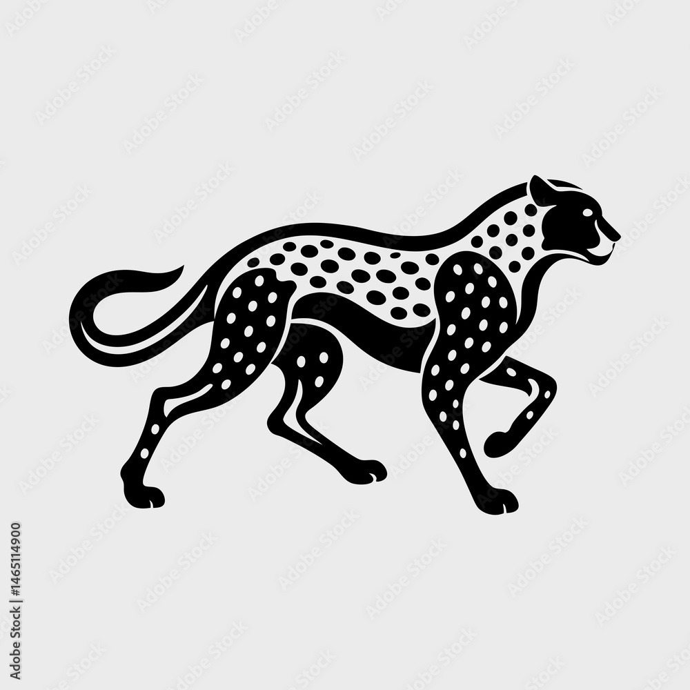 Cheetah in Motion with Sleek Silhouette Style Vector Illustration Cheetah in Motion with Sleek Silhouette Style Vector Illustration
