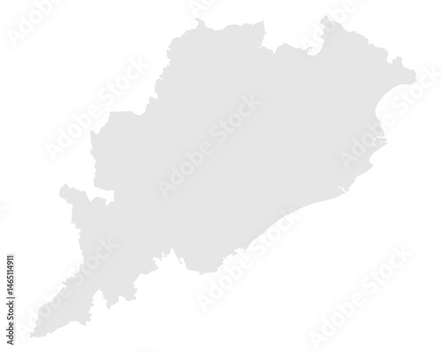 Gray Map of Odisha, India