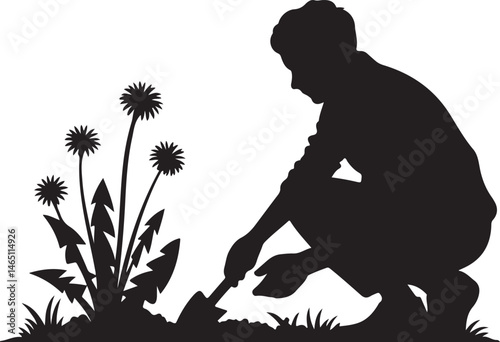 Gardening Silhouettes: Engaging silhouettes illustrating diverse gardening activities, symbolizing the nurturing act of cultivating nature and embracing the serenity of outdoor living.