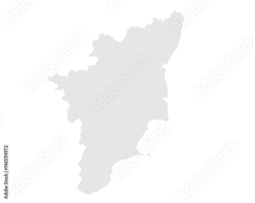 Gray Map of Tamil Nadu, India