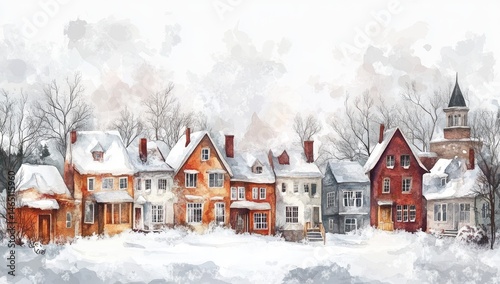 Snowy winter village scene (2)