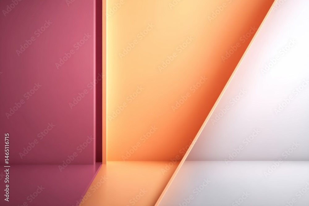 Vibrant geometric shapes create a dynamic 3D effect with central copy space