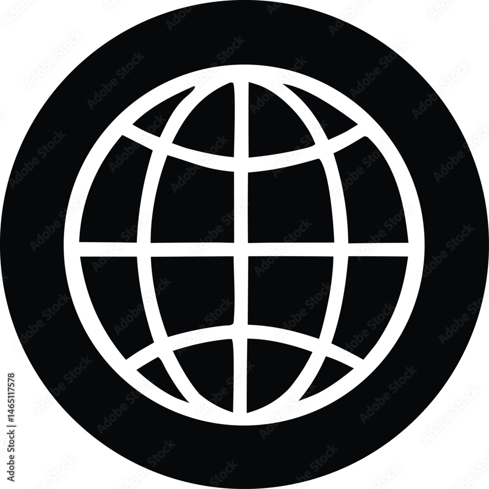 Metal button with earth globe icon symbolizes global internet presence Metal button with earth globe icon symbolizes global internet presence