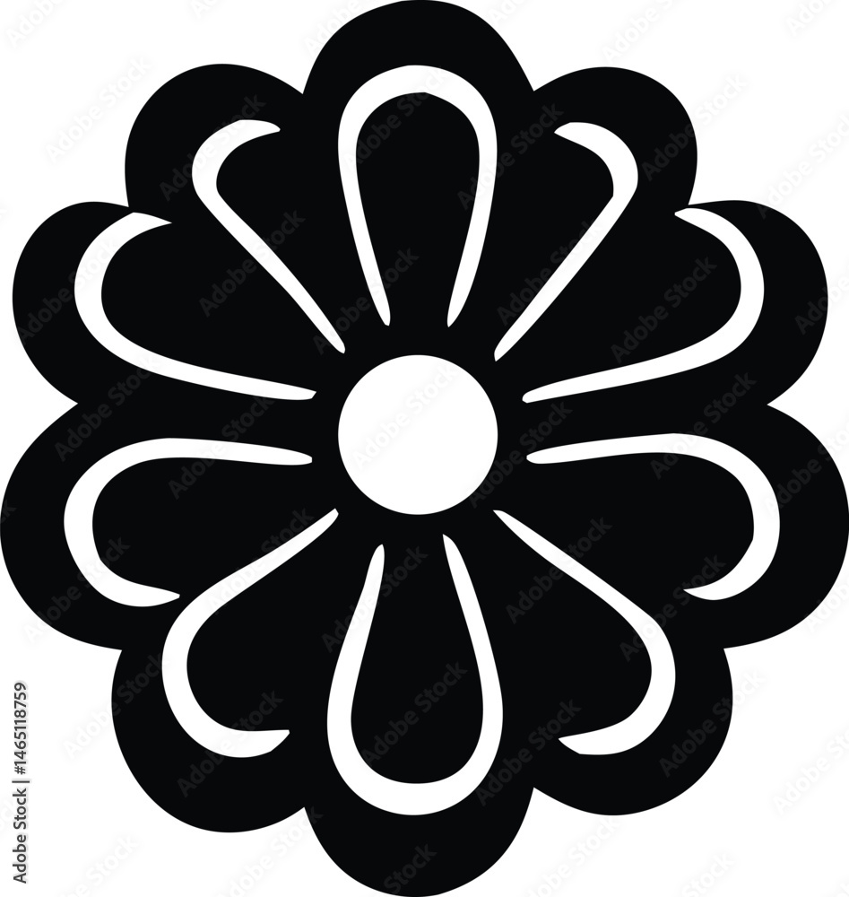 Abstract floral vector illustration featuring a sunflower-like ornament in a sunny yellow and circular design element Abstract floral vector illustration featuring a sunflower-like ornament in a sunny yellow and circular design element