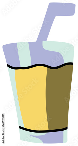 Colorful Cartoon Illustration of a Refreshing Drink with a Straw sticker