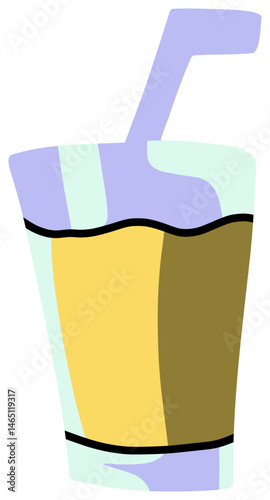Colorful Cartoon Illustration of a Refreshing Drink with a Straw sticker