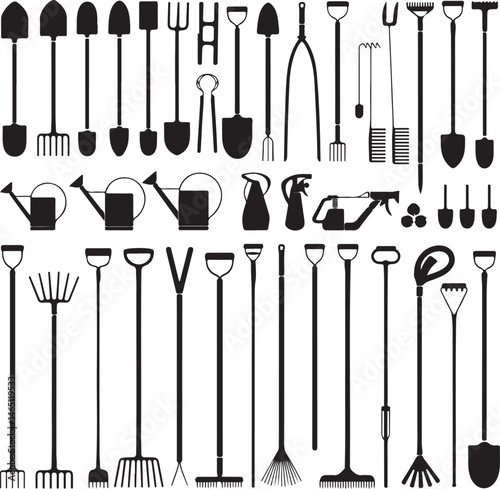 Gardening Silhouettes: Engaging silhouettes illustrating diverse gardening activities, symbolizing the nurturing act of cultivating nature and embracing the serenity of outdoor living.