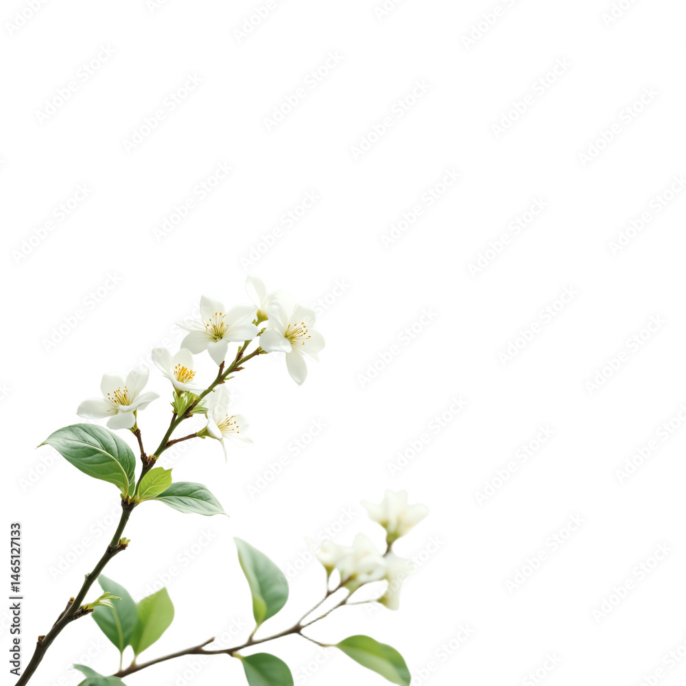 Obraz premium Beautiful white floral arrangement with green leaves.