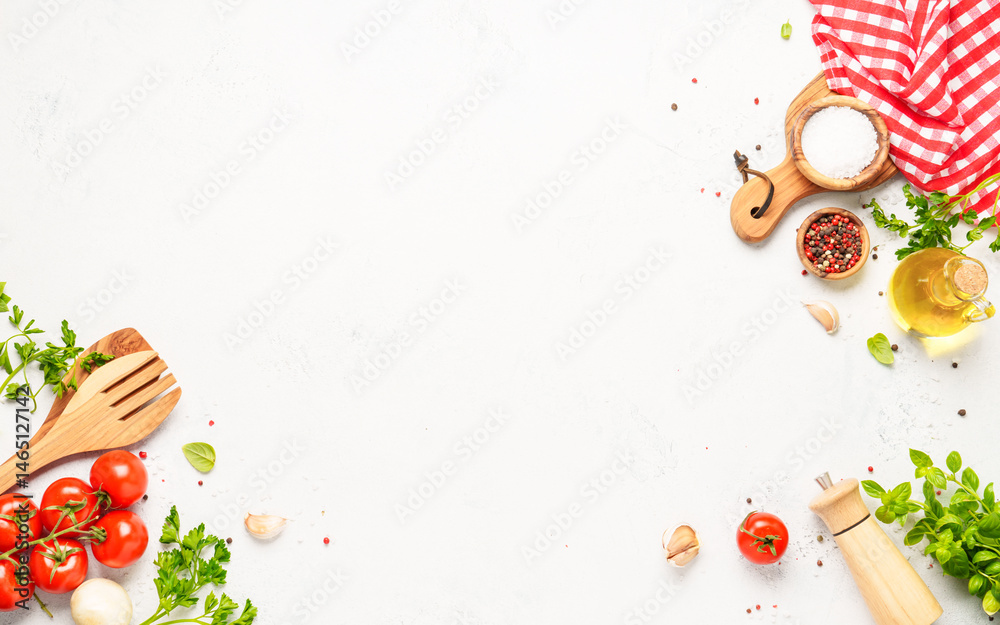 Fototapeta premium Healthy food background on white.