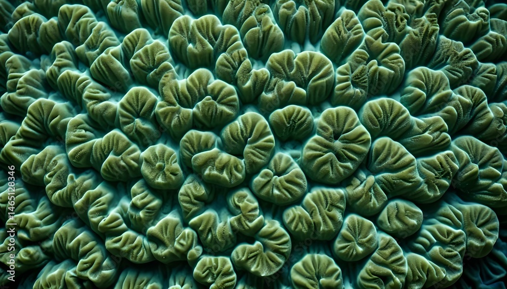 Obraz premium A mesmerizing macro shot revealing the intricate details and vibrant green of a coral formation.