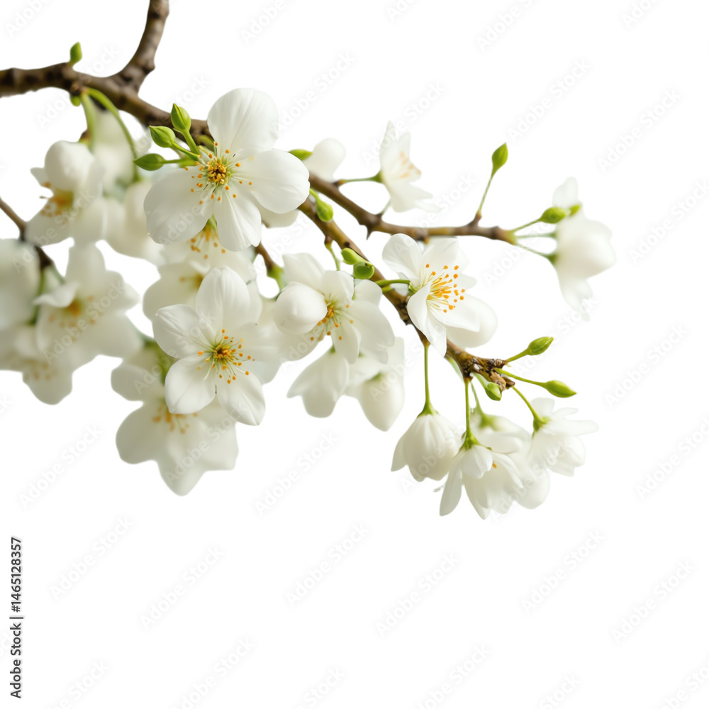 Delicate white cherry blossom branch in bloom. Delicate white cherry blossom branch in bloom.