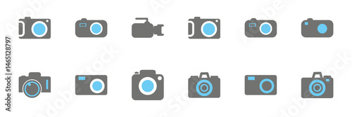 Photo and video camera icon vector. Camera icon set. Photo camera in flat style. Vector illustration eps 10