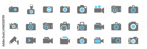 Photo and video camera icon vector. Camera icon set. Photo camera in flat style. Vector illustration eps 10