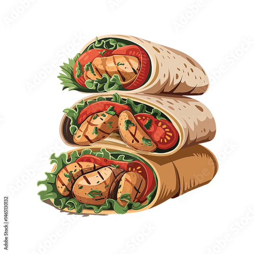 Stack of Delicious Shawarma Wraps