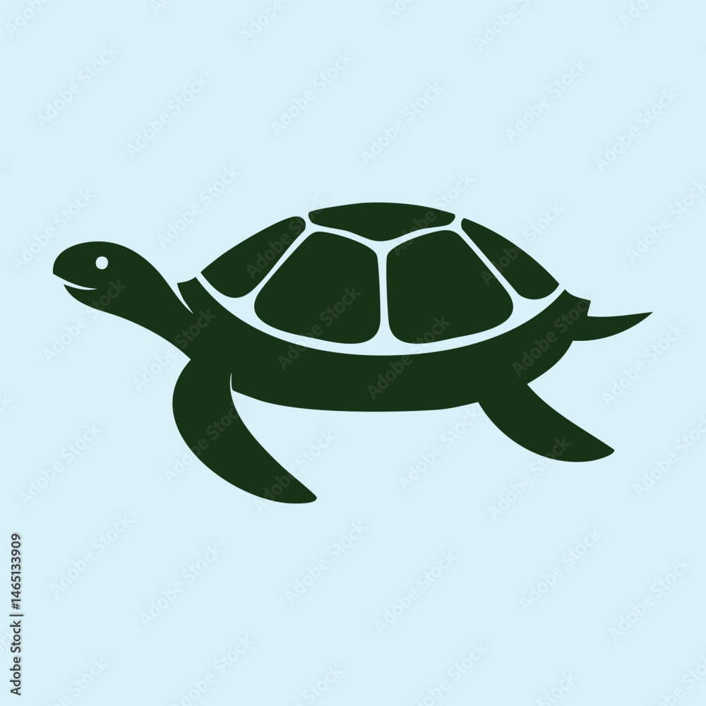 Fototapeta premium Turtle Silhouette Illustration on Blue Background