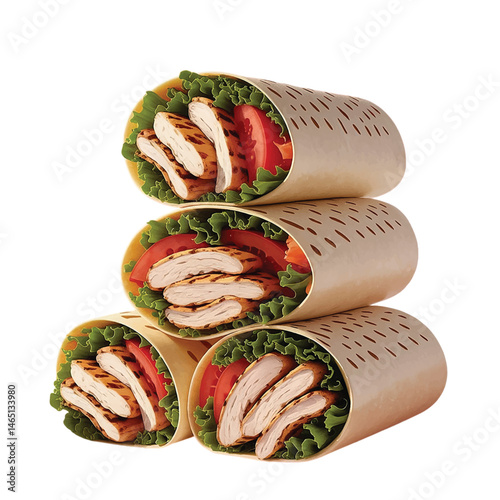 Stack of Delicious Shawarma Wraps