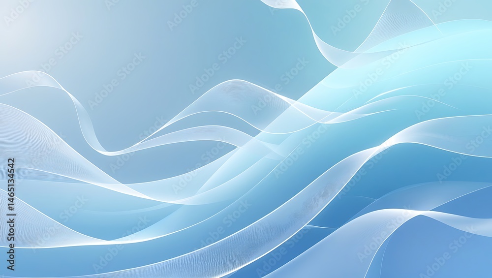 Fototapeta premium Abstract Blue Wave Background Serene Flowing Lines Texture