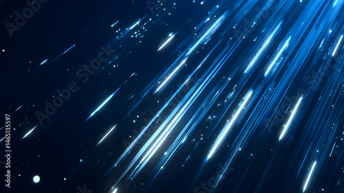 Electric blue streaks across a dark canvas illuminate the dynamic cosmic flow and subtle luminescence