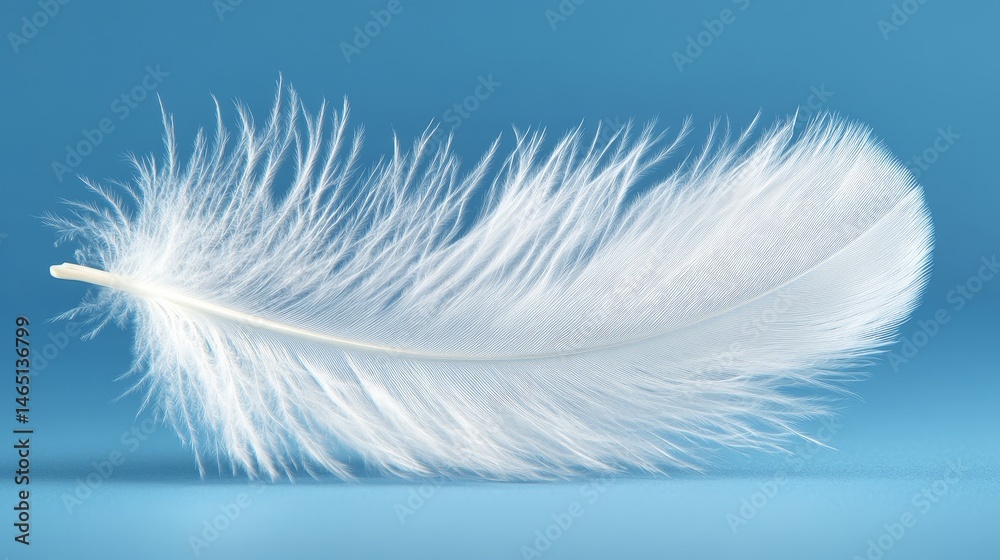 Obraz premium Soft White Feather on Blue Background