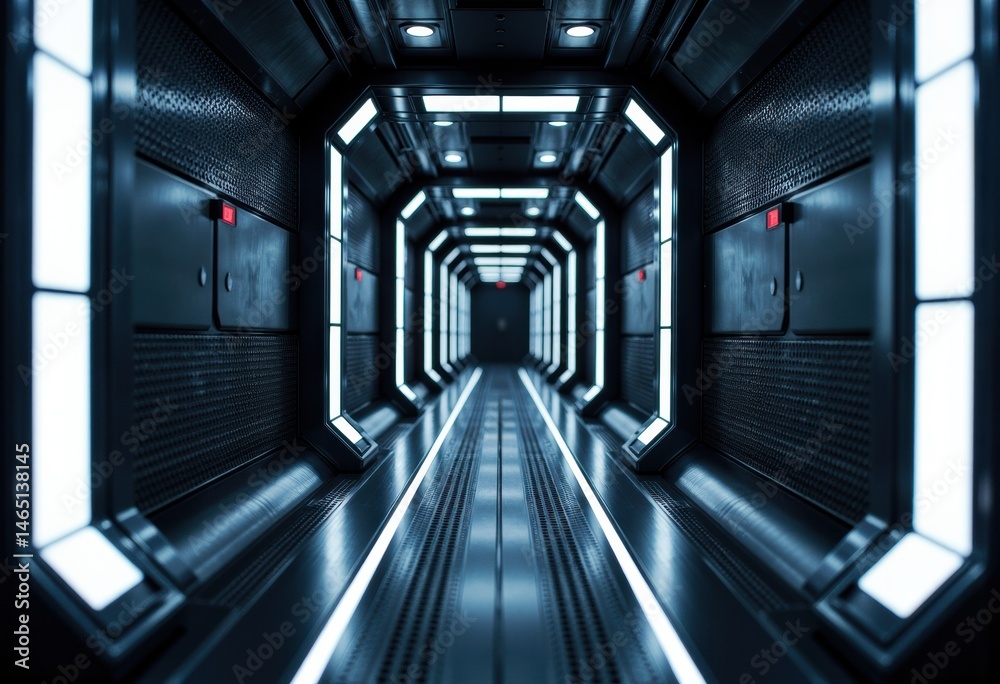 Obraz premium Futuristic corridor with illuminated walls and sleek design elements