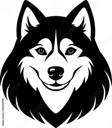Alaskan malamute simple black silhouette, Black silhouette vector icon, silhouette illustration. Dog Vector