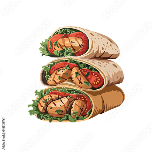 Stack of Delicious Shawarma Wraps