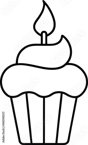 cupcake with candle icon vector