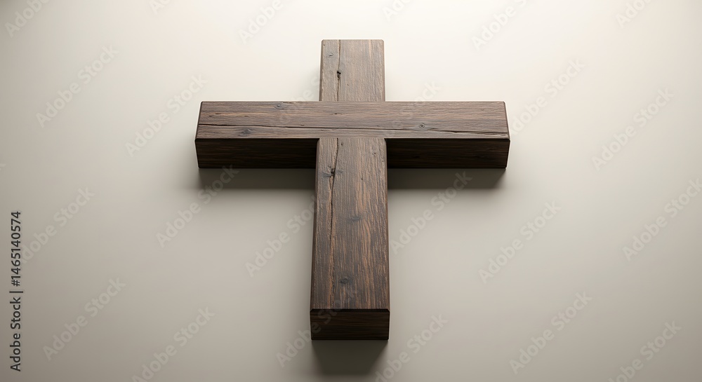 Naklejka premium Wooden Cross on White Background