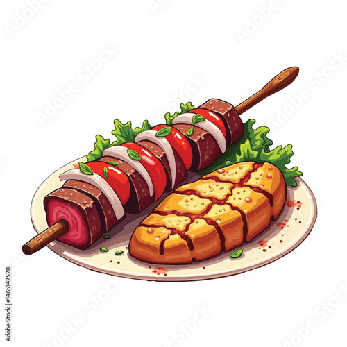 Grilled Meat Skewers with Fresh Vegetables