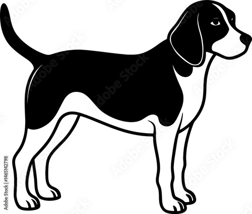 beagle dog simple black silhouette, Black silhouette vector icon, silhouette illustration, Animal silhouette