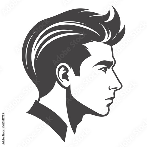 Stylish Male Profile Illustration with Modern Pompadour Hairstyle
