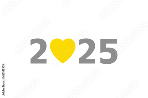 2025 design with heart symbol on transparent background