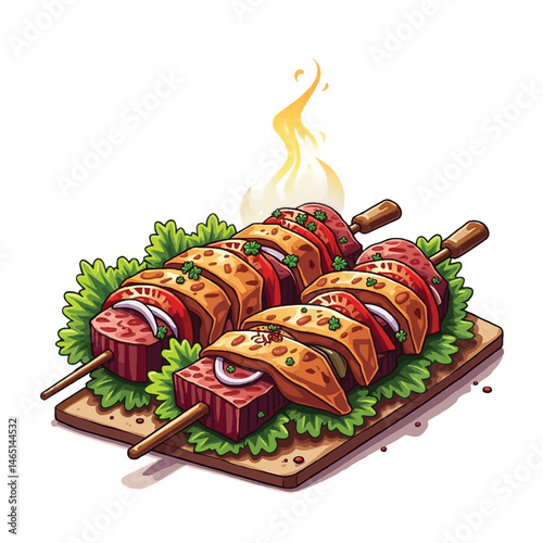 Grilled Meat Skewers with Fresh Vegetables