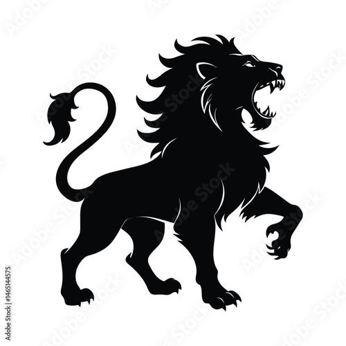 a lion roaring black vector art silhouette