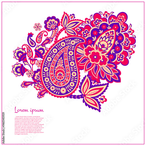 Isolated traditional Asian element Paisley. Traditional colorful paisley vector pattern. Pattern for textile design or fabrics. Fashionable design