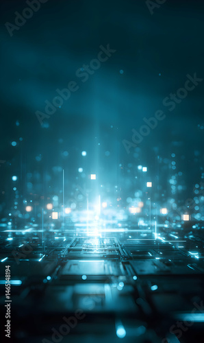 Illuminating data landscape with vibrant azure hues depicting technological network expansion and connectivity surge