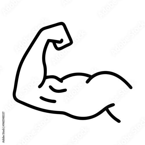 Strong flexed arm symbol in minimalist style on white background  