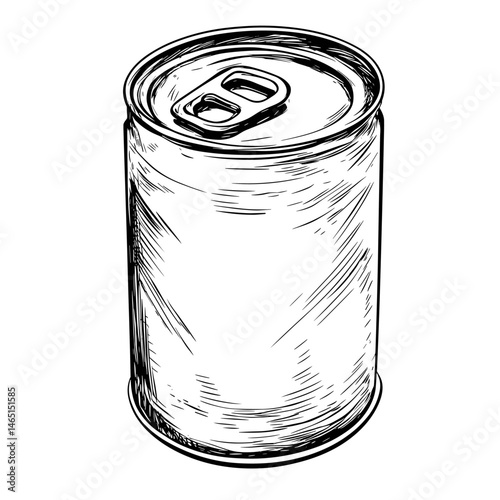 vector drawing black and white drawing of a tin can .Generative AI