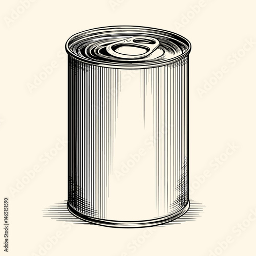 vector drawing black and white drawing of a tin can .Generative AI