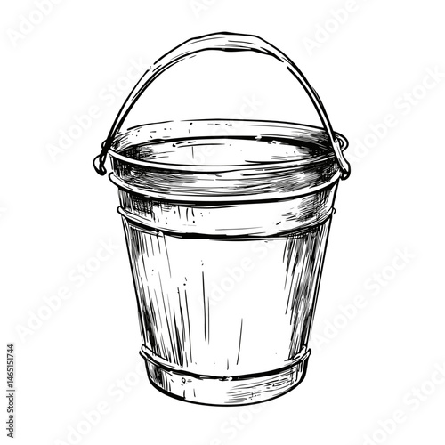 vector drawing black and white drawing of a bucket .Generative AI