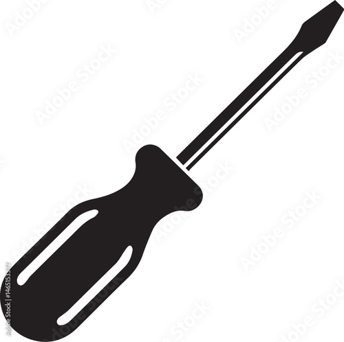 Screwdriver Silhouette Vector – Simple Black Construction Tool Illustration