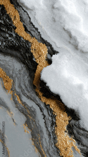 Abstract marble pit texture with metallic gold veins and grey nicety for contemporary design