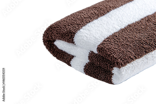 Isolated Brown and White Striped Towel